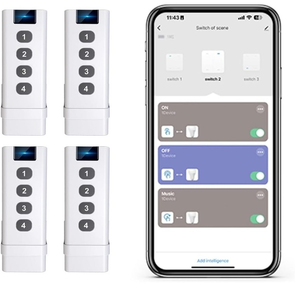 4 Pk Zigbee 3.0 4 Button Smart Scene Remote Switch Tuya Smart Life Hub Required